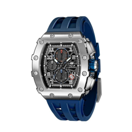 La Montre homme Tsar Bomba Elemental collection, acier et silicone bleu TB8204Q34