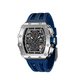 La Montre homme Tsar Bomba Elemental collection, acier et silicone bleu TB8204Q34