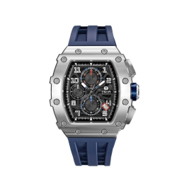 La Montre homme Tsar Bomba Elemental collection, acier et silicone bleu TB8204Q34