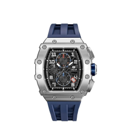 La Montre homme Tsar Bomba Elemental collection, acier et silicone bleu TB8204Q34