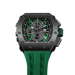 La Montre homme Tsar Bomba Elemental collection, acier PVD noir et silicone vert TB8204QA06