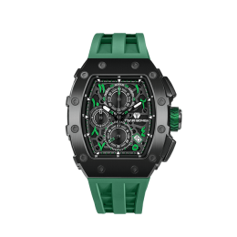 La Montre homme Tsar Bomba Elemental collection, acier PVD noir et silicone vert TB8204QA06