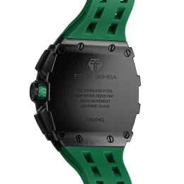 La Montre homme Tsar Bomba Elemental collection, acier PVD noir et silicone vert TB8204QA06