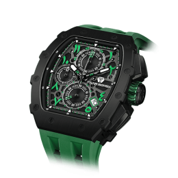 La Montre homme Tsar Bomba Elemental collection, acier PVD noir et silicone vert TB8204QA06