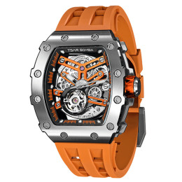 Montre homme Tsar Bomba Elemental collection, Automatique, acier et silicone orange TB8208A18