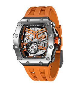 Montre homme Tsar Bomba Elemental collection, Automatique, acier et silicone orange TB8208A18