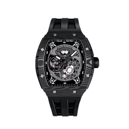 La Montre homme Tsar Bomba Elemental collection, Automatique, réserve de marche, carbone noir et élastomère noir FKM TB8210CF01