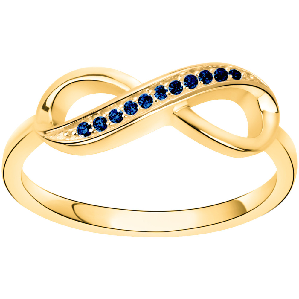 Bague Plaqué Or, motif infini et oxydes de zirconium bleus by Stauffer