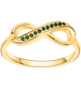 Bague Plaqué Or, motif infini et oxydes de zirconium verts by Stauffer