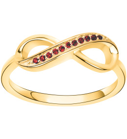 Bague Plaqué Or, motif infini et oxydes de zirconium rouges by Stauffer