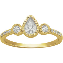 Bague Plaqué Or, goutte royale et oxydes de zirconium verts by Stauffer