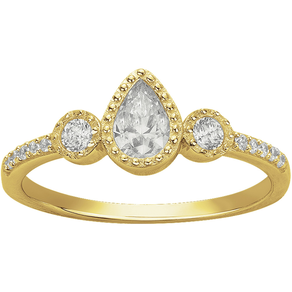 Bague Plaqué Or, goutte royale et oxydes de zirconium verts by Stauffer