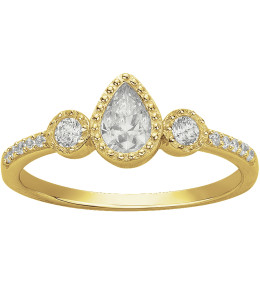 Bague Plaqué Or, goutte royale et oxydes de zirconium verts by Stauffer