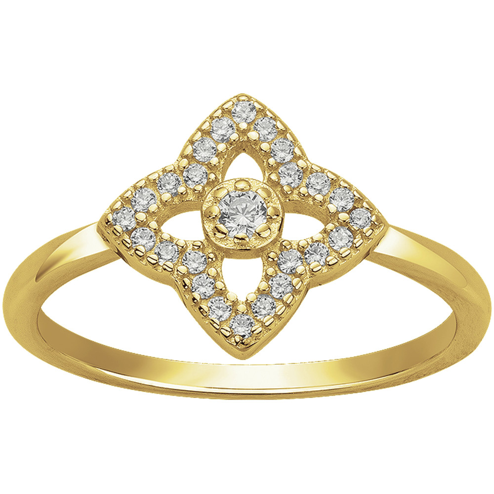 Bague Plaqué Or, fleur royale et oxydes de zirconium by Stauffer
