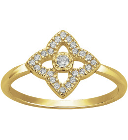 Bague Plaqué Or, fleur royale et oxydes de zirconium by Stauffer