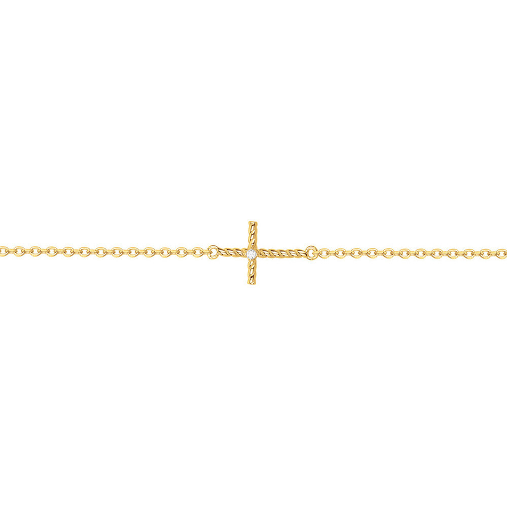 Bracelet plaqué or, croix torsadée et oxyde de zirconium by Stauffer