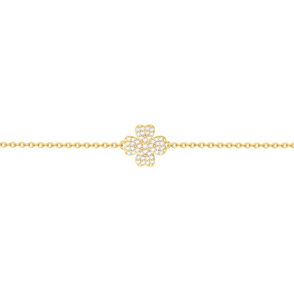 Bracelet plaqué or, trèfle pavé et oxydes de zirconium by Stauffer