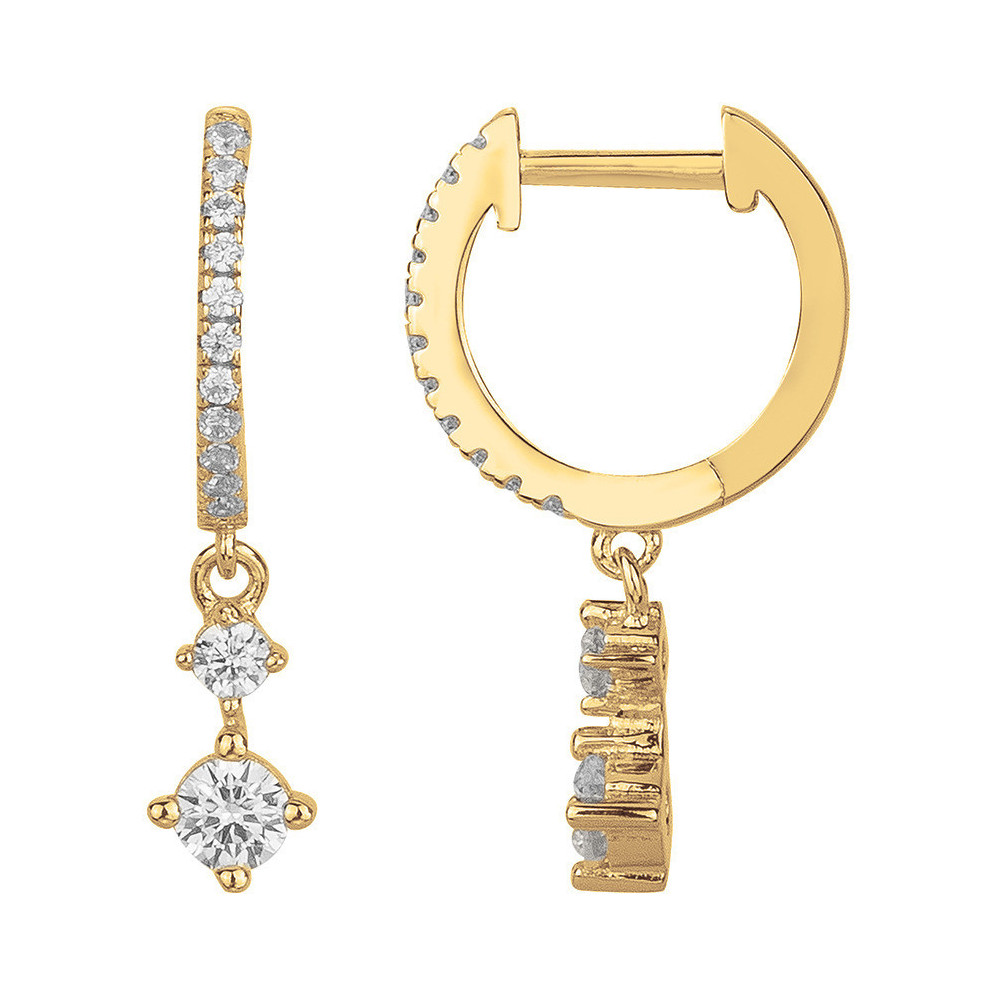 Boucles d'oreilles créoles plaqué or, éclat d'or et oxydes de zirconium by Stauffer