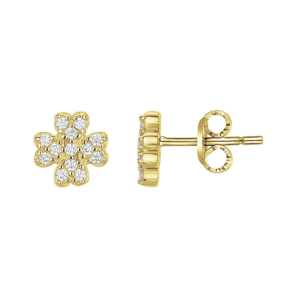 Boucles d'oreilles plaqué or, fleur de lumière et oxydes de zirconium by Stauffer
