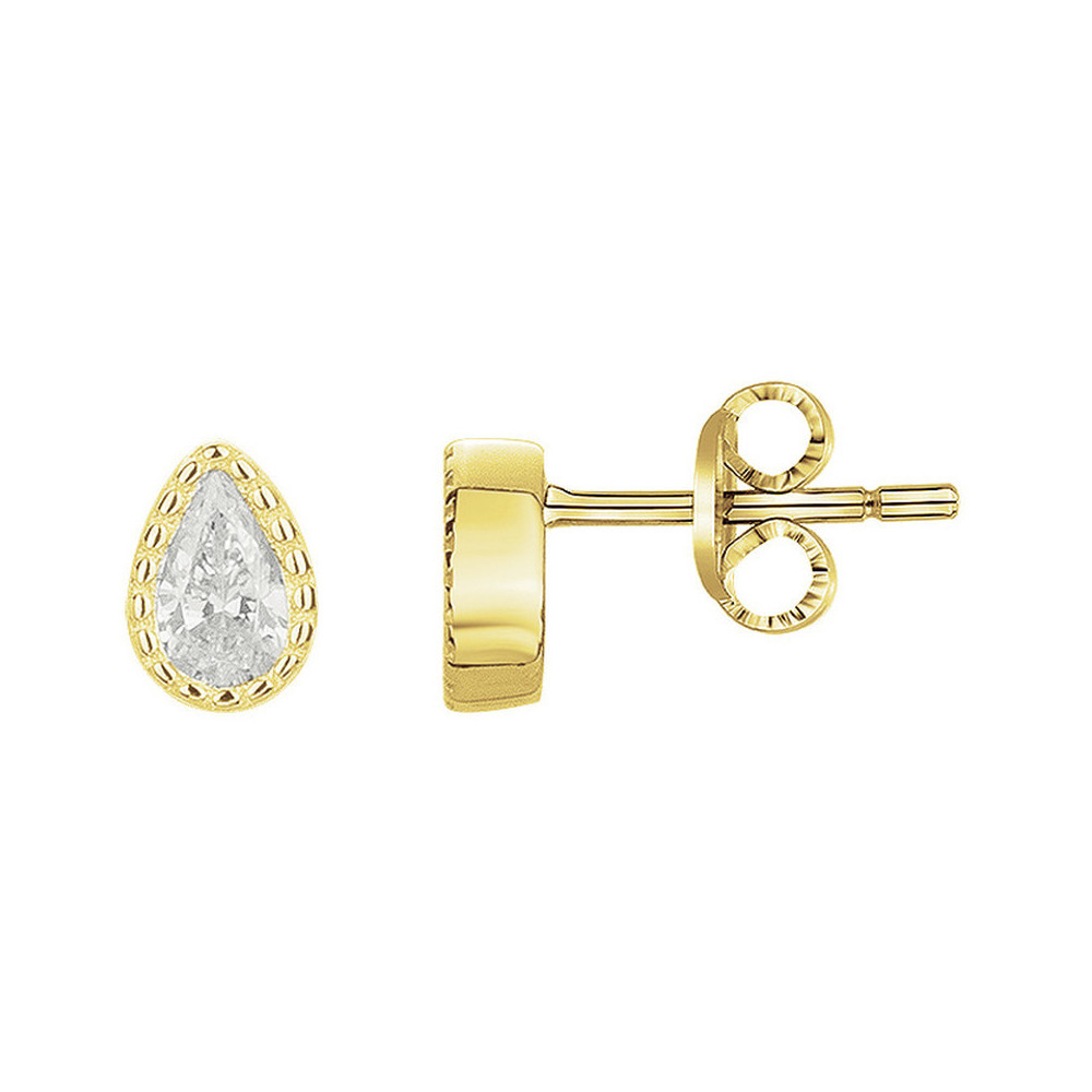 Boucles d'oreilles plaqué or, goutte d'éclat et oxydes de zirconium by Stauffer