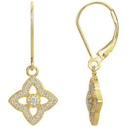 Boucles d'oreilles pendantes plaqué or, élégance dorée et oxydes de zirconium by Stauffer
