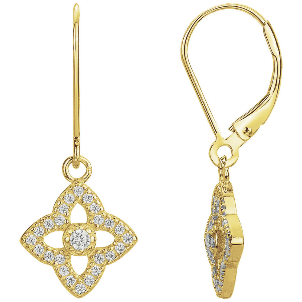 Boucles d'oreilles pendantes plaqué or, élégance dorée et oxydes de zirconium by Stauffer