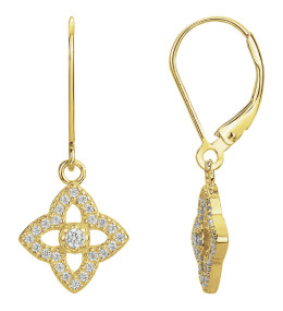 Boucles d'oreilles pendantes plaqué or, élégance dorée et oxydes de zirconium by Stauffer