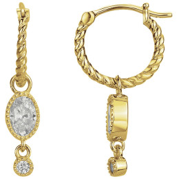 Boucles d'oreilles créoles plaqué or, torsadées majesté et oxydes de zirconium by Stauffer