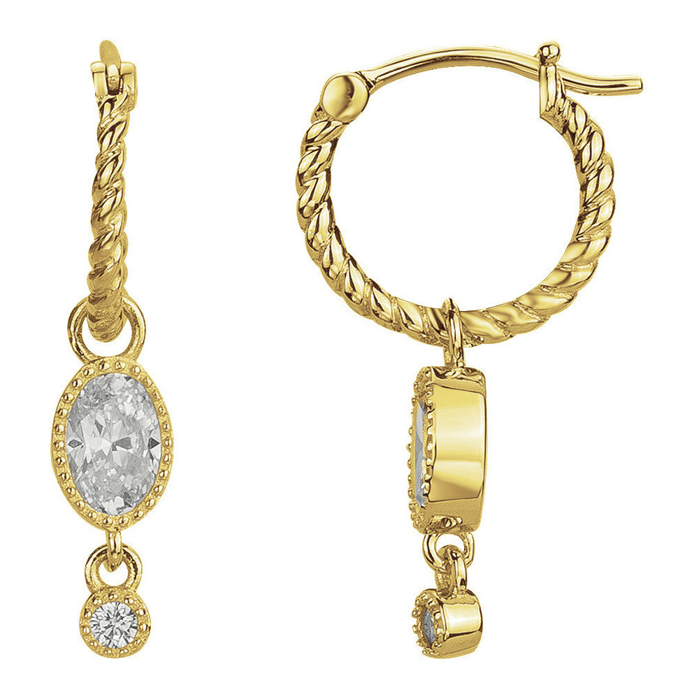 Boucles d'oreilles créoles plaqué or, torsadées majesté et oxydes de zirconium by Stauffer