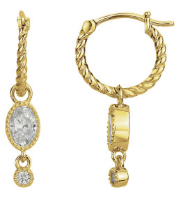 Boucles d'oreilles créoles plaqué or, torsadées majesté et oxydes de zirconium by Stauffer