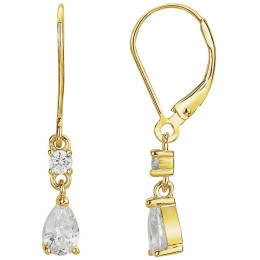 Boucles d'oreilles pendantes plaqué or, goutte d'élégance et oxydes de zirconium by Stauffer