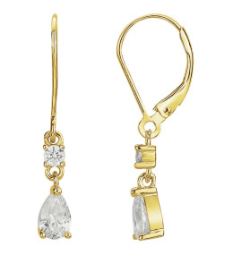Boucles d'oreilles pendantes plaqué or, goutte d'élégance et oxydes de zirconium by Stauffer