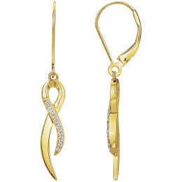 Boucles d'oreilles pendantes plaqué or, ruban de lumière et oxydes de zirconium by Stauffer