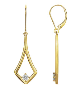 Boucles d'oreilles pendantes plaqué or, élégance graphique et oxydes de zirconium by Stauffer