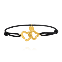 Bracelet femme, cordon noir et argent 925/1000 doré or jaune , Charles Garnier Paris 1901, PASSION, AGF170162B