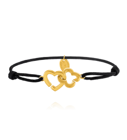 Bracelet femme, cordon noir et argent 925/1000 doré or jaune , Charles Garnier Paris 1901, PASSION, AGF170162B
