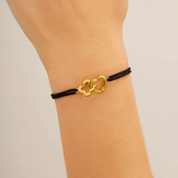 Le Bracelet femme, cordon noir et argent 925/1000 doré or jaune , Charles Garnier Paris 1901, PASSION, AGF170162B