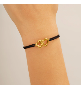 Le Bracelet femme, cordon noir et argent 925/1000 doré or jaune , Charles Garnier Paris 1901, PASSION, AGF170162B