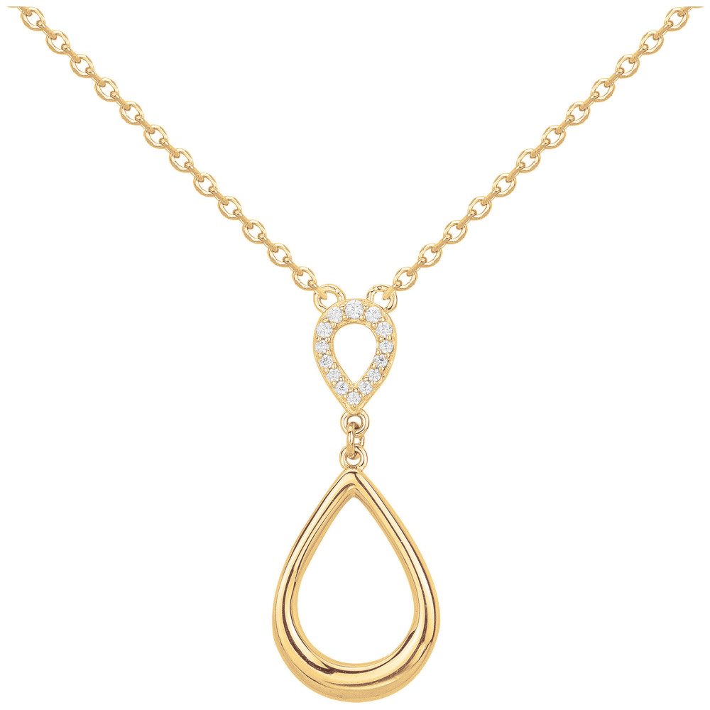 Collier plaqué or, pendentif goutte et oxydes de zirconium by Stauffer