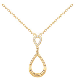 Collier plaqué or, pendentif goutte et oxydes de zirconium by Stauffer
