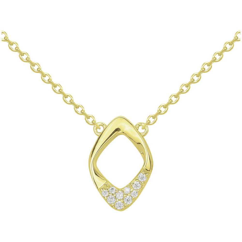 Collier plaqué or, pendentif ajouré éclatant et oxydes de zirconium by Stauffer