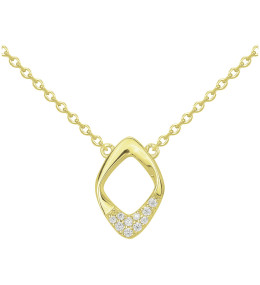 Collier plaqué or, pendentif ajouré éclatant et oxydes de zirconium by Stauffer