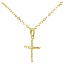 Collier plaqué or, pendentif croix torsadée et oxyde de zirconium by Stauffer