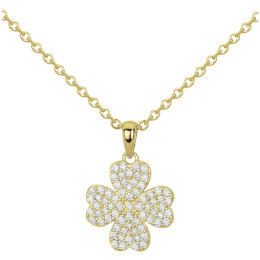 Collier plaqué or, pendentif trèfle pavé d'oxydes de zirconium by Stauffer
