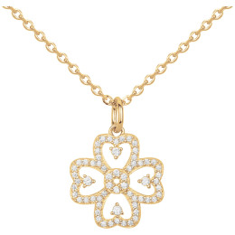 Collier plaqué or, pendentif fleur ajourée pavée d'oxydes de zirconium by Stauffer
