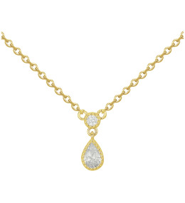 Collier plaqué or, pendentif élégance goutte et ronde et oxydes de zirconium by Stauffer