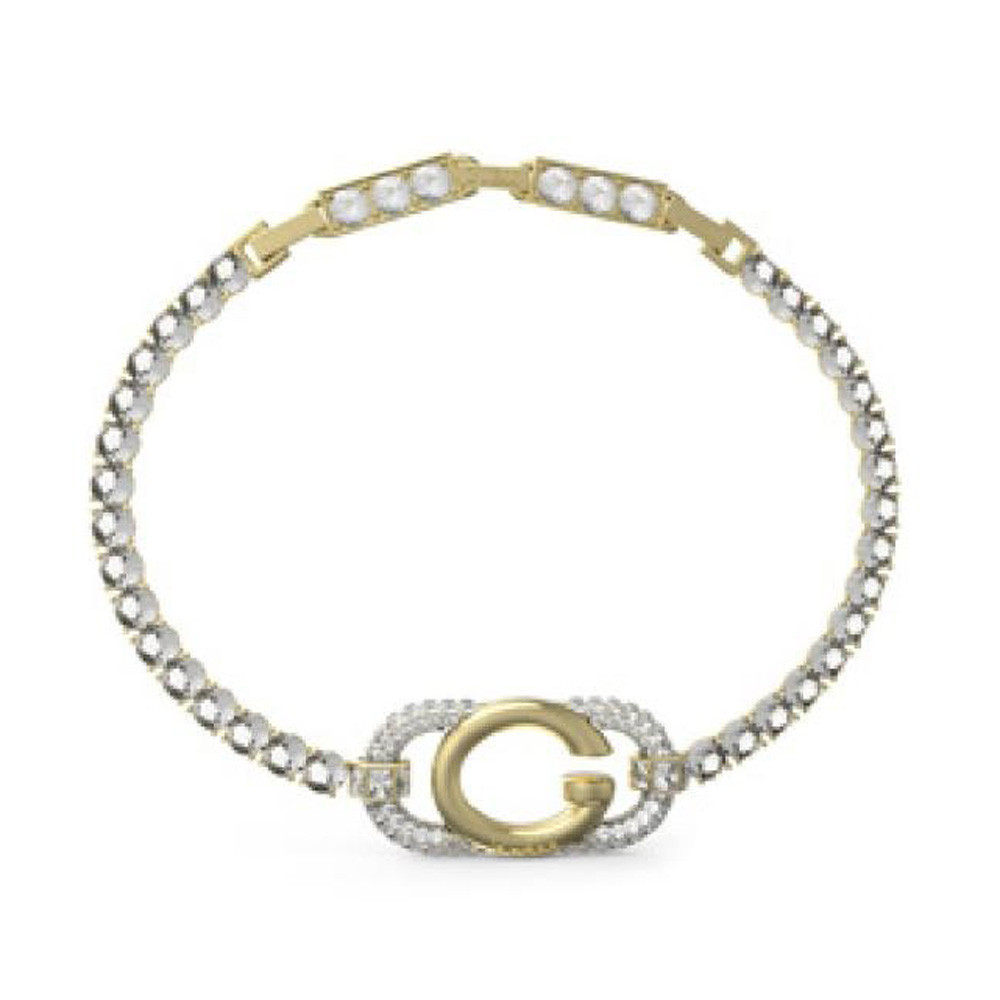 Bracelet femme Guess, Oh my G, acier PVD bicolore et cristaux, JUBB04508JWYGS