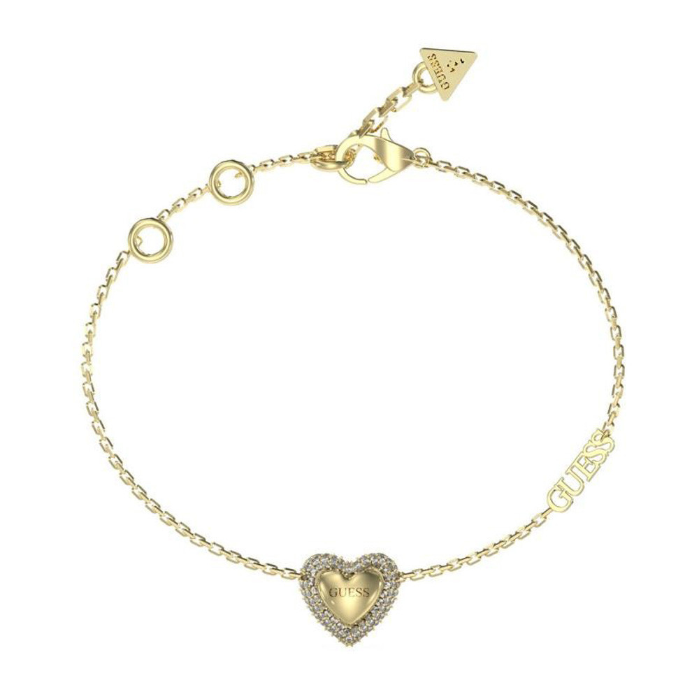 Bracelet femme Guess, Beloved, acier PVD jaune et cristaux, JJUBB05022JWYGS