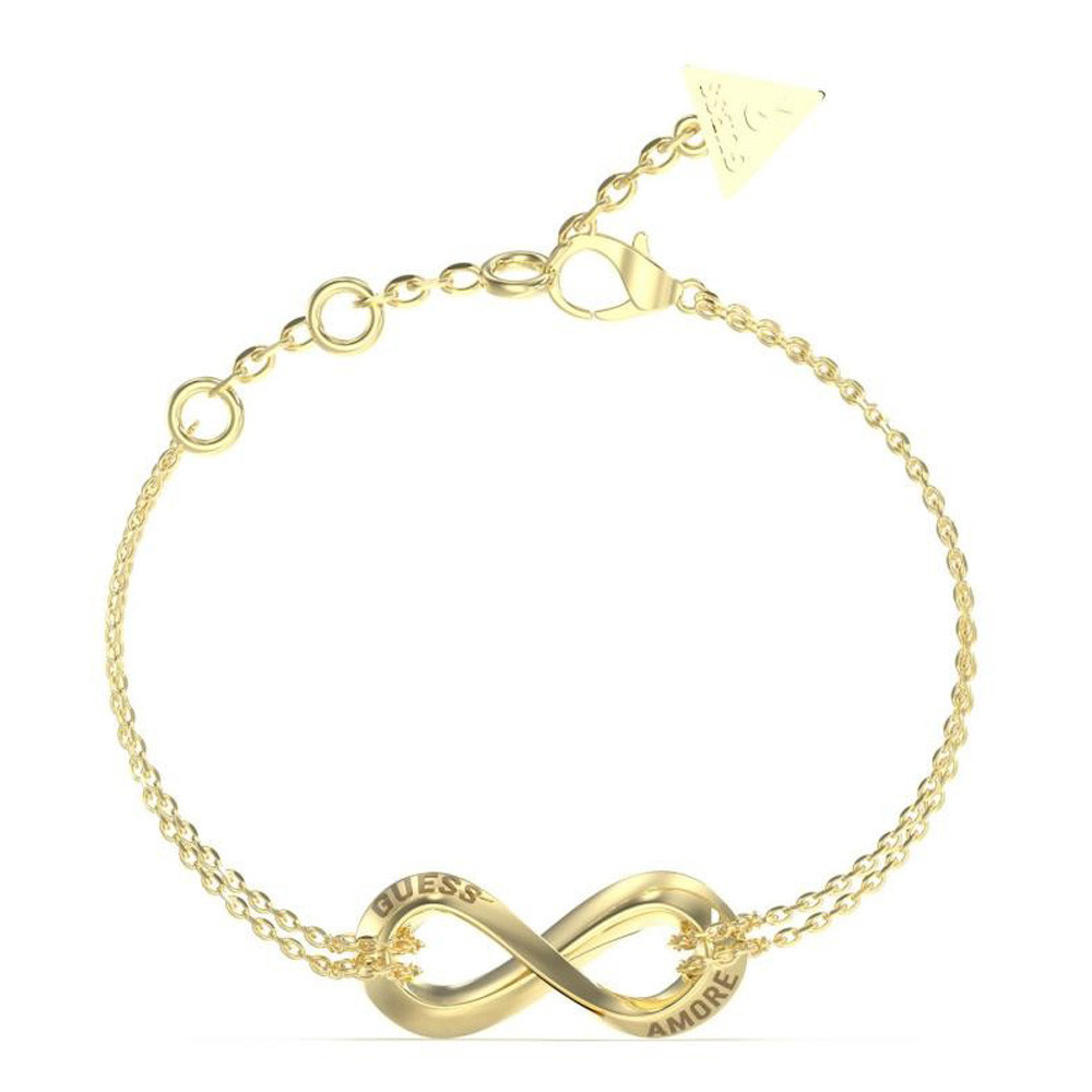 Bracelet femme Guess, symbole infini, Amore, acier PVD jaune et cristaux, JUBB05050JWYGS