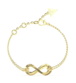 Bracelet femme Guess, symbole infini, Amore, acier PVD jaune et cristaux, JUBB05050JWYGS